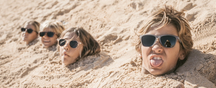 Kids wearing Sunski kids polarized sunglasses.