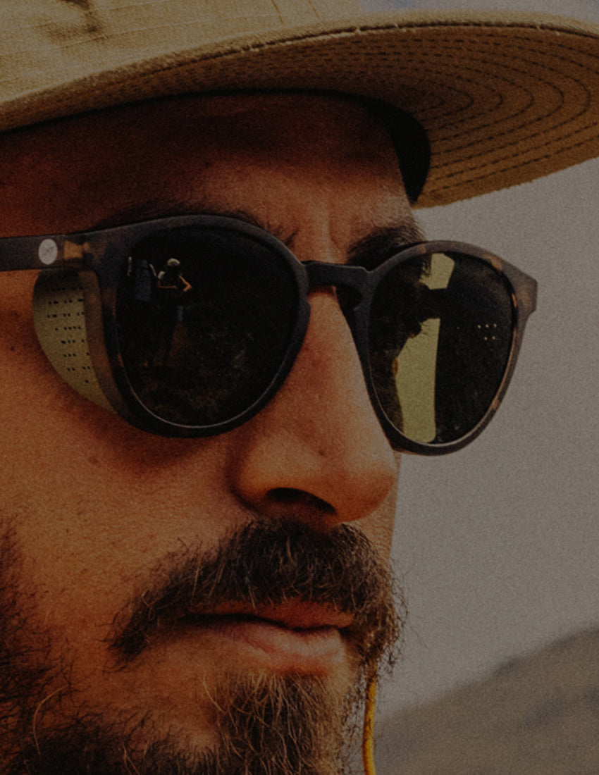 man wearing sunski tera sunglasses