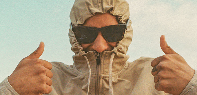 man having fun in sunski sunglasses