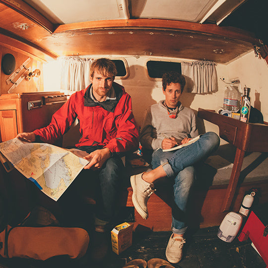 tom and michael on boat