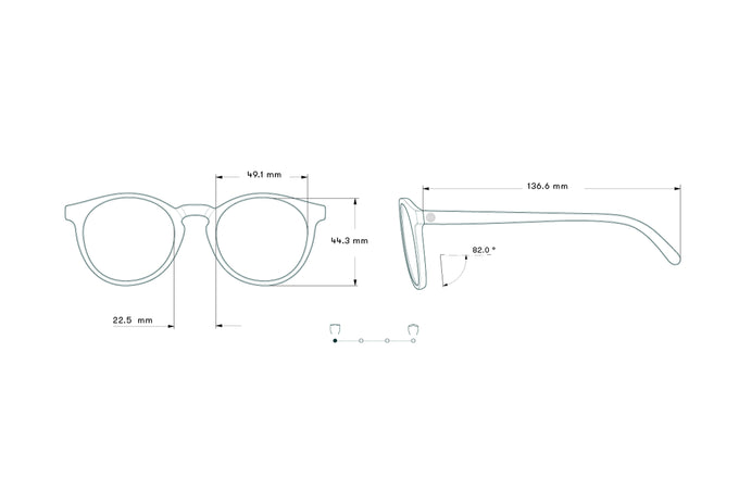 sunski dipsea champagne brown measurement sketch