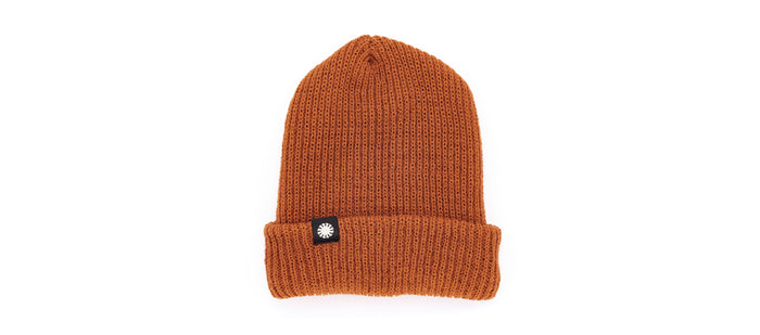 sunski shoulder season beanie burnt sienna flat lay