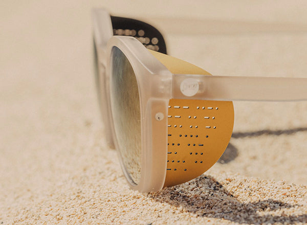sunski tera sun shield close up on side of sunglasses