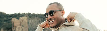Half Frame Sunglasses - smiling man wearing avila half frame sunglasses in the mountains