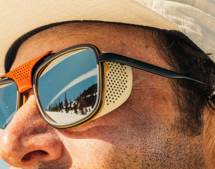 STORY close up of sun shields on sunski ferrata sunglasses