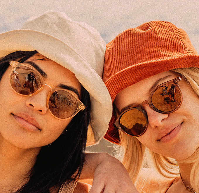 two girls wearing sunski dipsea sunglasses