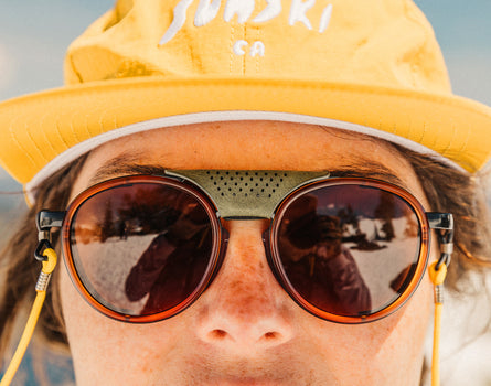 sunski strada centerpiece olive on sunski strada rust amber sunglasses