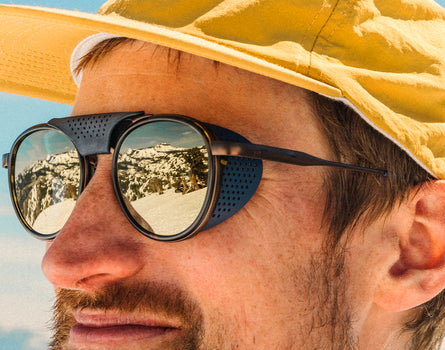 sunski strada side shields on sunglasses on a mans face