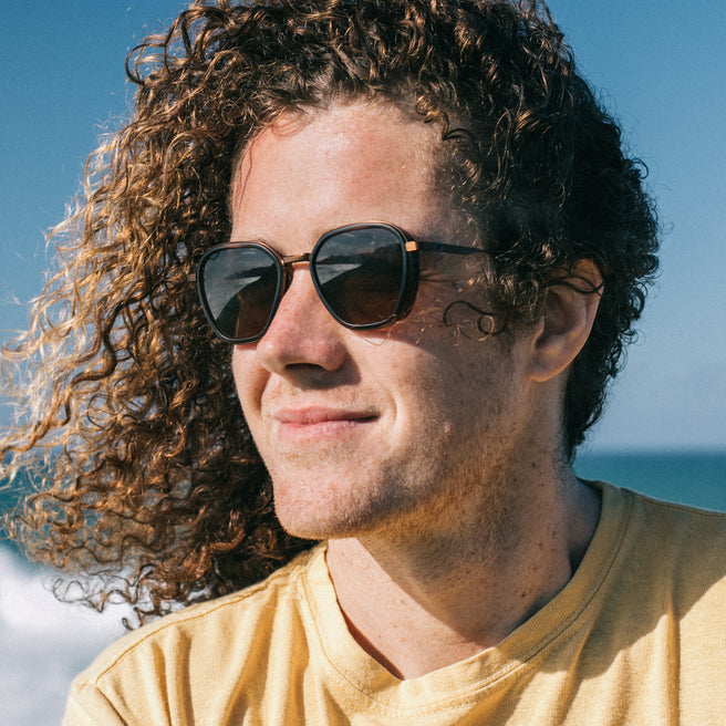 Bernina - Wire Tortoise Amber - man wearing wire tortoise sunglasses