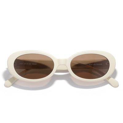 Bianca - Ivory Amber - white sunglasses on white background with amber lens