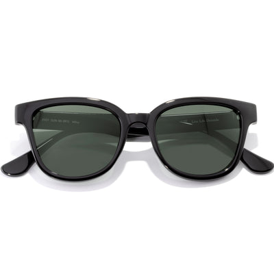 Miho - Black Forest - Black sunglasses with green lenses on a white background