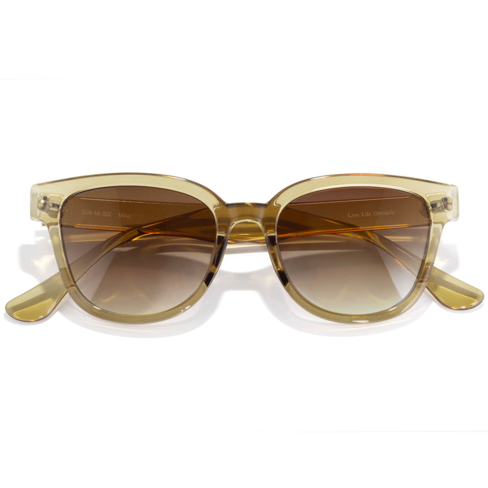Miho - Seaweed Sepia - Brown sunglasses with a gradient lens on a white background