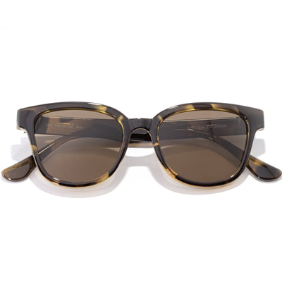 Miho - Tortoise Amber - Sunglasses with tortoiseshell frame and brown lenses on a white background