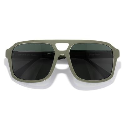 Paladino - Olive Forest - Sunglasses with green frame and dark lenses on a white background