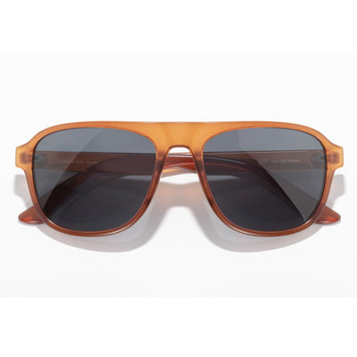 Shoreline - Rust Slate - Sunglasses with brown frame and dark lenses on a white background