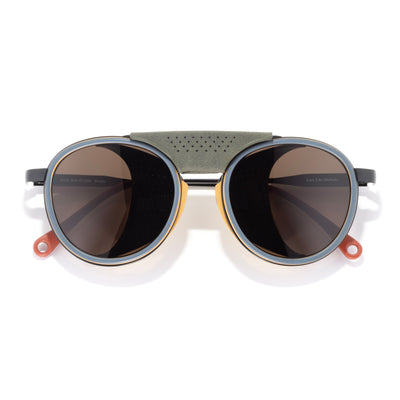 Strada - Sand Amber - Sunglasses with a unique design on a white background