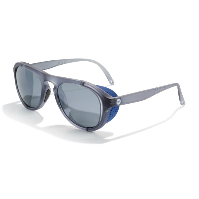 Sunglasses with blue accents on a white background