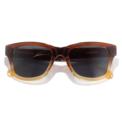 Targa - Ember Midnight - front view of brown gradient sunglasses with slate lens