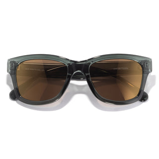 front view of seafoam green sunglasses on white background
