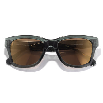 front view of seafoam green sunglasses on white background