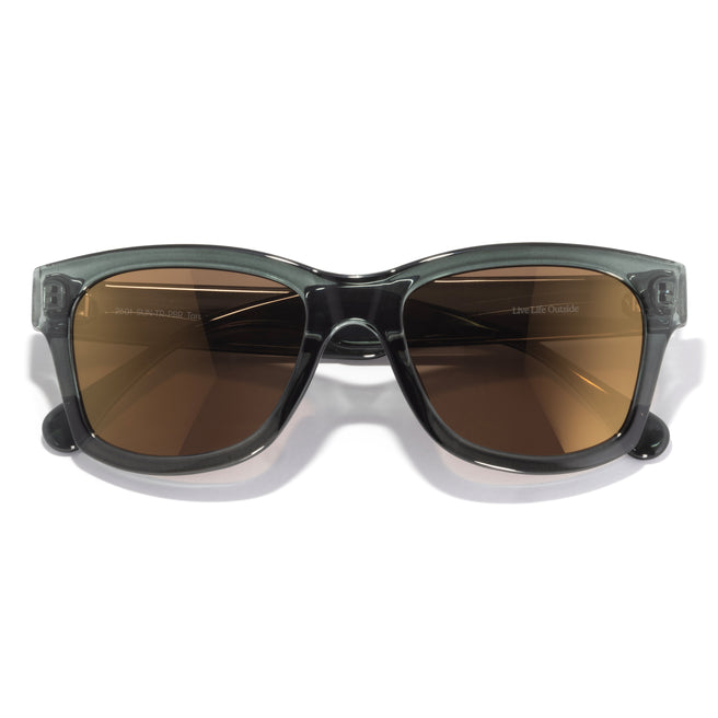 front view of seafoam green sunglasses on white background