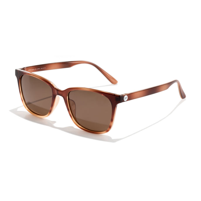 Black sunglasses with dark lenses on a white background