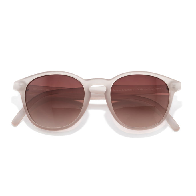 Yuba - Stone Terra Fade - Sunglasses with white frame and brown gradient lenses on a white background