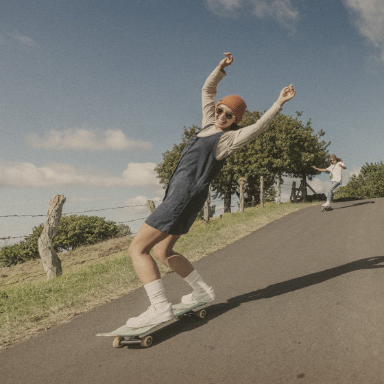 girl riding skateboard