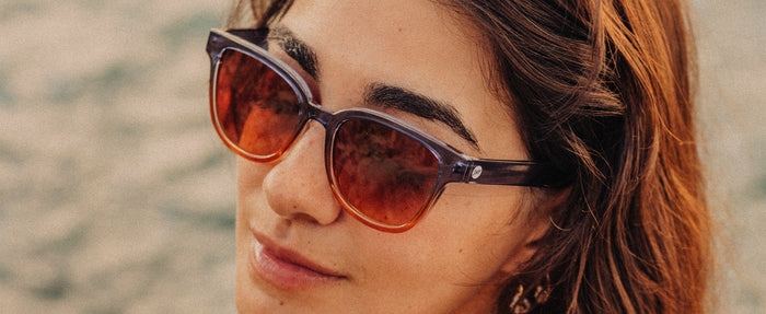 high angle shot of girl wearing sunski miho sunglasses