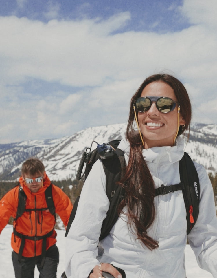 video of people wearing sunski sunglasses in the mountains