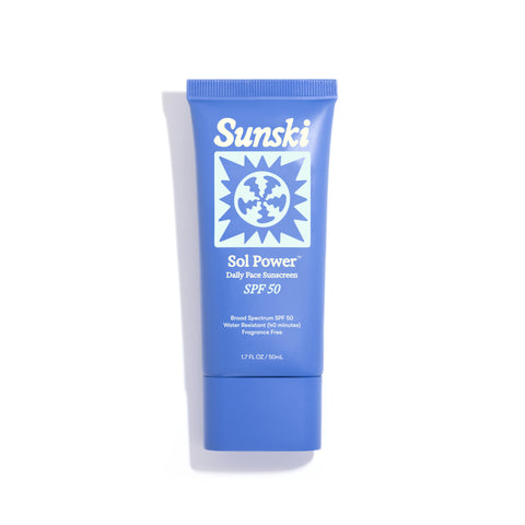 Sunski Sol Power sunscreen tube on a white background