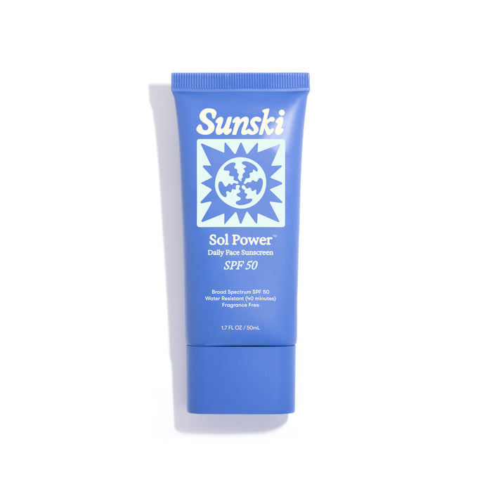 Sunski Sol Power sunscreen tube on a white background
