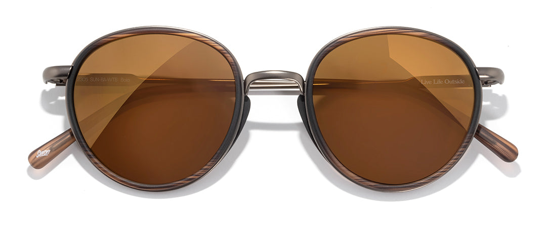 HAND Polarised Sunglasses 1331 Unisex Dark Tinted Hydrophobic and Anti-Reflective  Lenses - White Check Fabric Bag