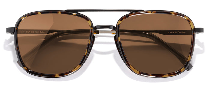 Olga - Square Black & Gold Frame Sunglasses For Women
