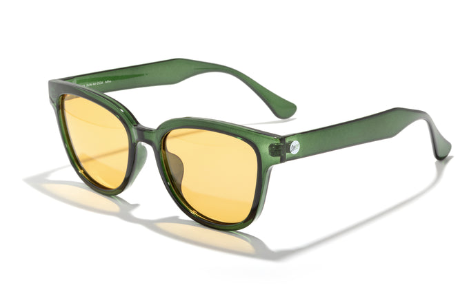 sunski polarized sunglasses miho deep green amber three quarter angle