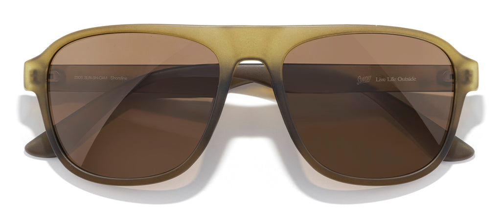 Sunski Shoreline Olive Amber Polarized Aviator Sunglasses