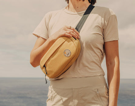close up of person wearing sunski sling