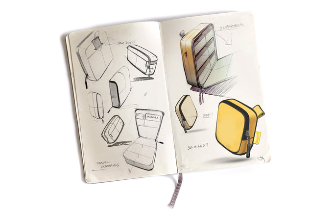 sunski travel case yellow sketchbook