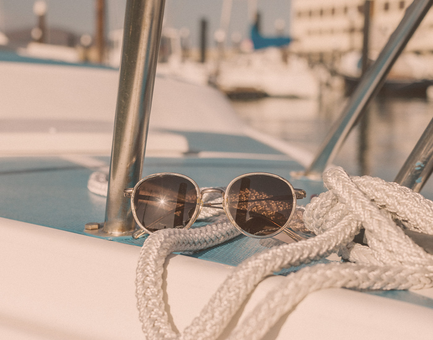 sunski baia sunglasses on a boat