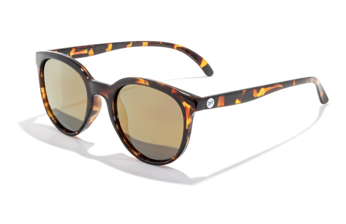 sunski makani tortoise flash gold three quarter angle