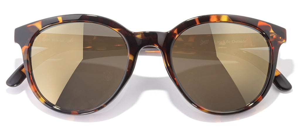 Sunski Makani Tortoise Flash Gold Polarized Round Sunglasses