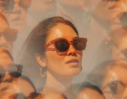 kaleidoscope shot of woman wearing sunski miho sunglasses