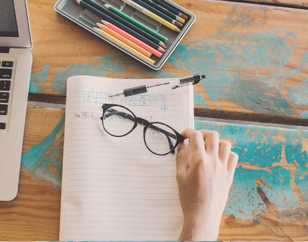 sunski mini dipsea bluelight glasses on a desk