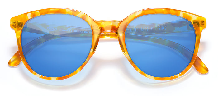sunski makani blonde tortoise aqua front angle
