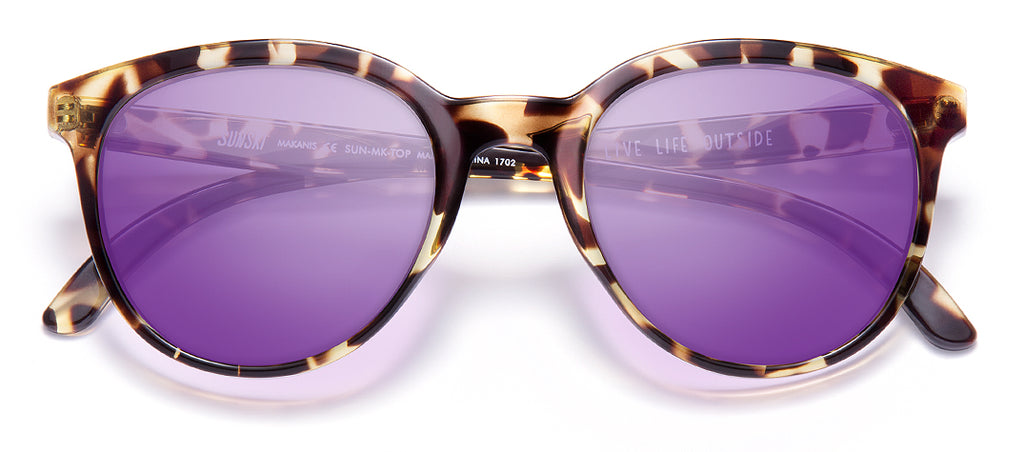 Sunski Makani Tortoise Purple Polarized Round Sunglasses