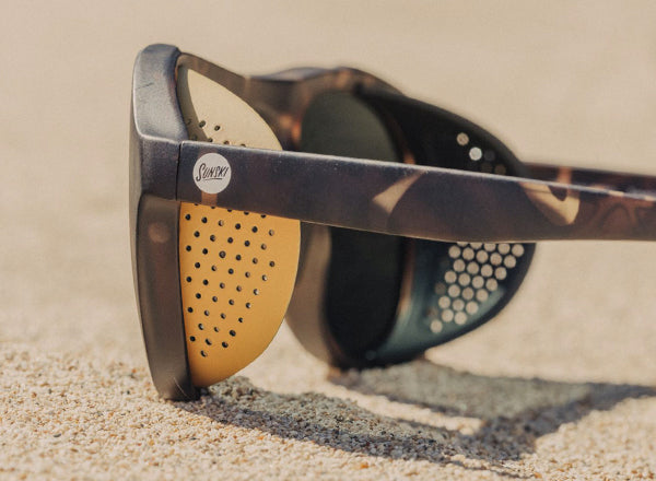 sunski treeline side shield close up on side of sunglasses